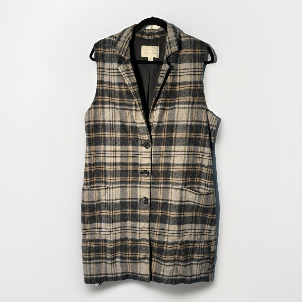 HINGE Anthropologie DESIGNED IN SEATTLE Boho Tartan Plaid VEST Sz 1